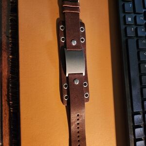 Fossil Brown Leather Watchband with Metal Details